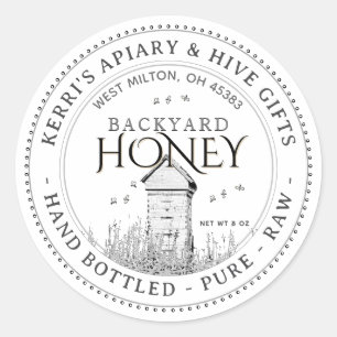 Backyard Hives Honey Label Hand Bottled Raw
