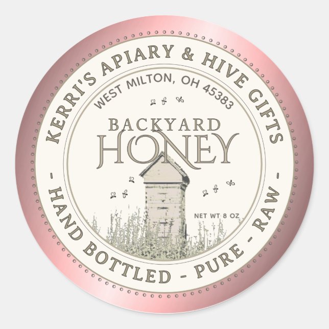 Backyard Hives Honey Label Hand Bottled Raw (Front)