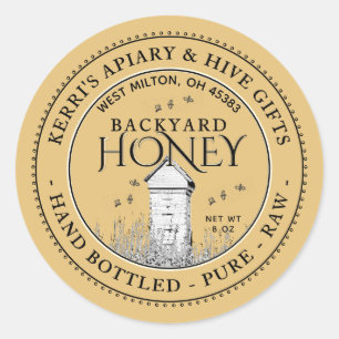 Backyard Hives Honey Label Hand Bottled Raw
