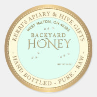 Backyard Hives Honey Label Hand Bottled Raw
