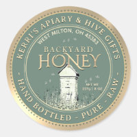 Backyard Hives Honey Label Hand Bottled Raw Gold
