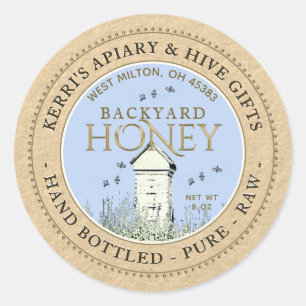 Backyard Hives Honey Label Hand Bottled Raw Kraft