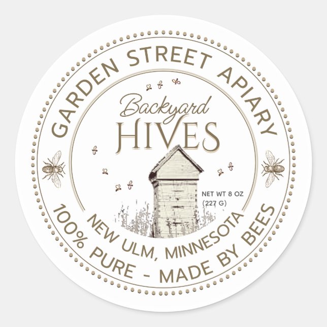 Backyard Hives Product Label Beekeeper Apiary (Front)
