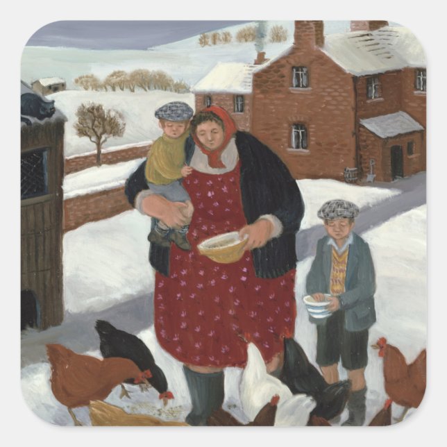 Backyard in Winter Square Sticker (Front)