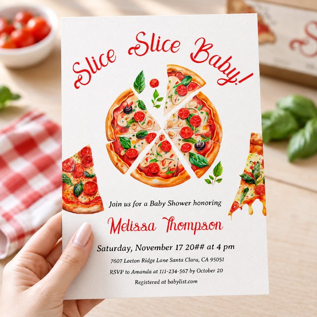 Backyard Italian Pizza Slice Slice Baby Shower Invitation (Creator Uploaded)