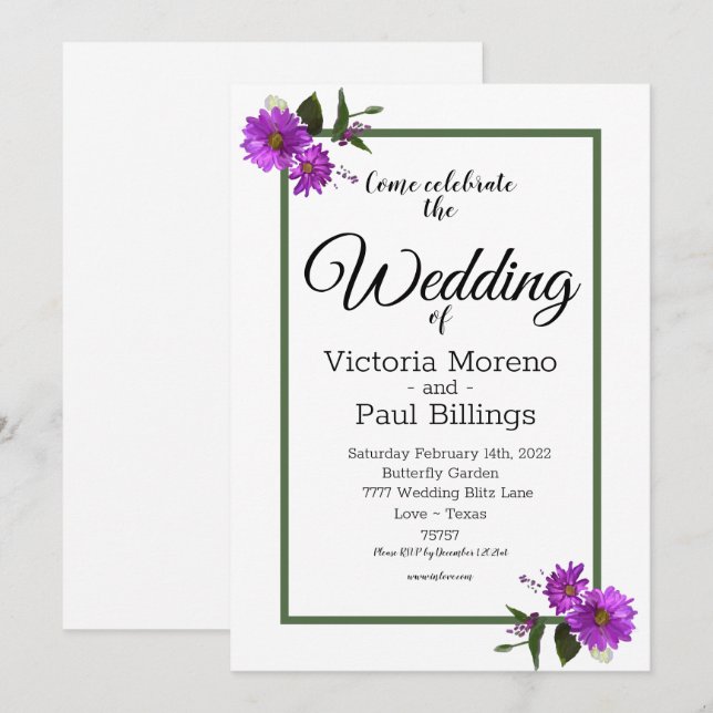 Backyard Lavander Daisy Invitation (Front/Back)