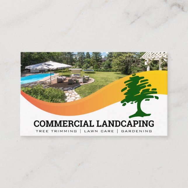 Backyard Lawn | Tree Logo | Landscaping Business Card (Front)