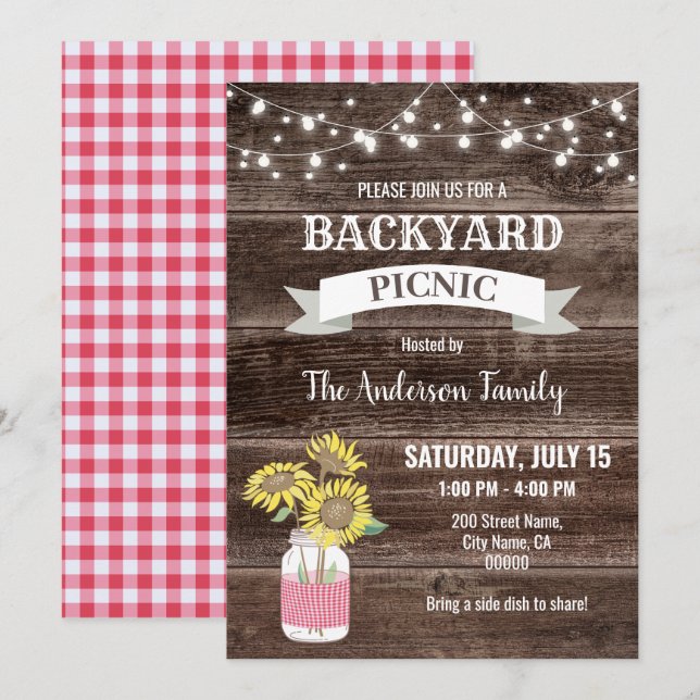 Backyard Picnic Neighbourhood BBQ Invitation (Front/Back)