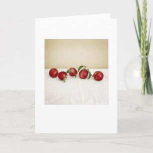 Backyard Red Plums Still-Life Blank Greeting Card