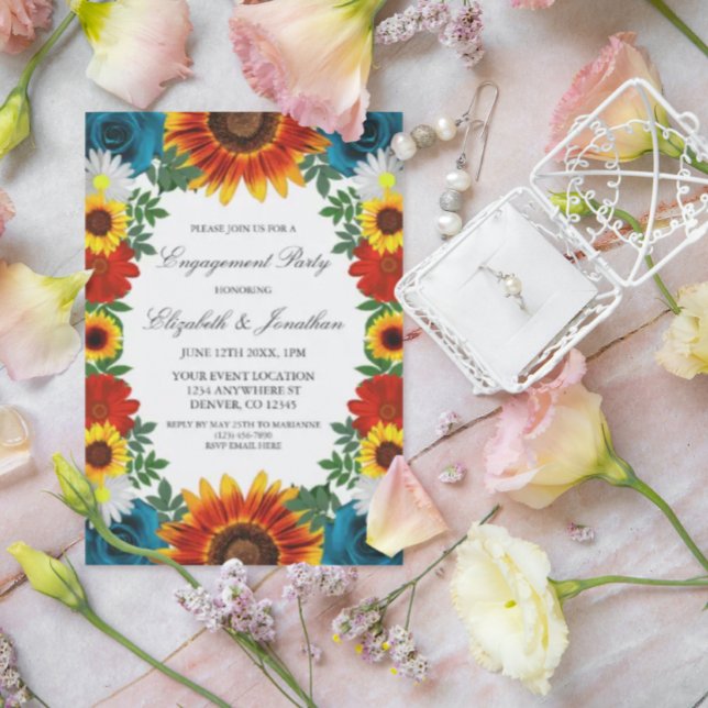 Backyard Summer Floral Engagement Party Invitation (Creator Uploaded)