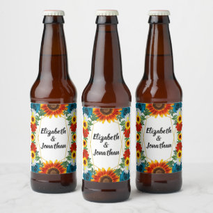 Backyard Summer Floral Geometric Beer Bottle Label