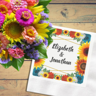 Backyard Summer Floral Geometric Napkin