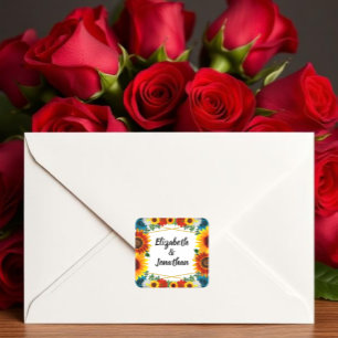 Backyard Summer Floral Geometric Square Sticker