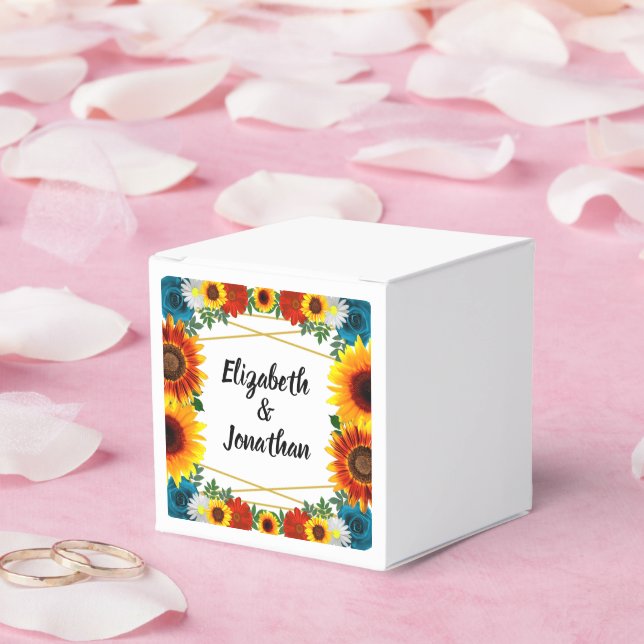 Backyard Summer Floral Geometric Wedding Favor Box (Wedding)