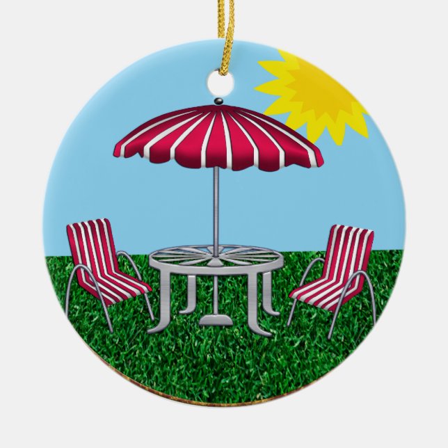 Backyard Summer Relaxing Ceramic Ornament (Front)