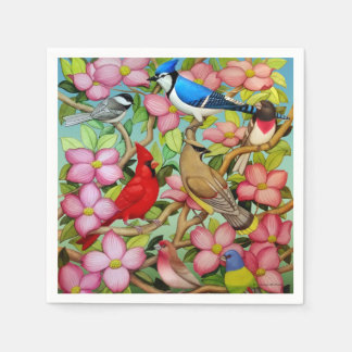 Backyard Wild Birds in Dogwood Paper Napkins