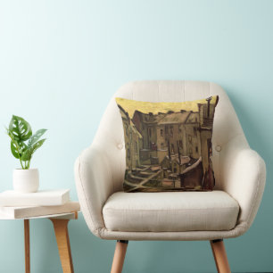 Backyards of Old Houses by Vincent van Gogh Throw Pillow