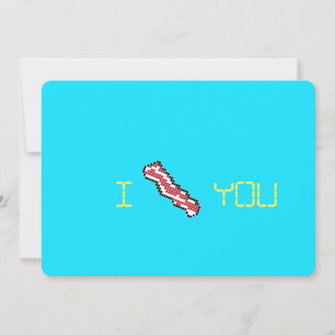 Bacon 8-Bit Retro Pixel I Heart You Card