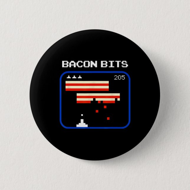 Bacon 8-bits Video Game Player Retro Nerd Geek  2 Inch Round Button (Front)