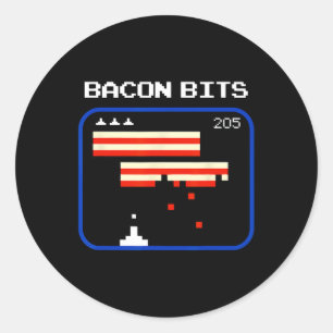Bacon 8-bits Video Game Player Retro Nerd Geek  Classic Round Sticker