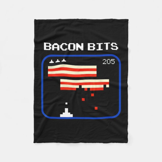 Bacon 8-bits Video Game Player Retro Nerd Geek  Fleece Blanket (Front)