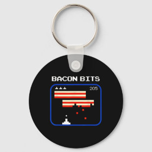 Bacon 8-bits Video Game Player Retro Nerd Geek Keychain