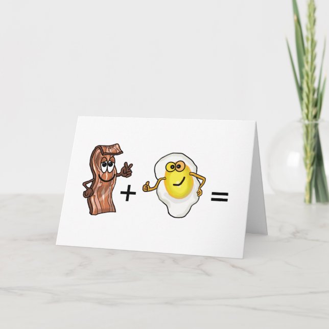 Bacon and Egg Romantic Couples Greeting Card (Front)