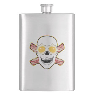 Bacon and Egg Skull Hip Flask
