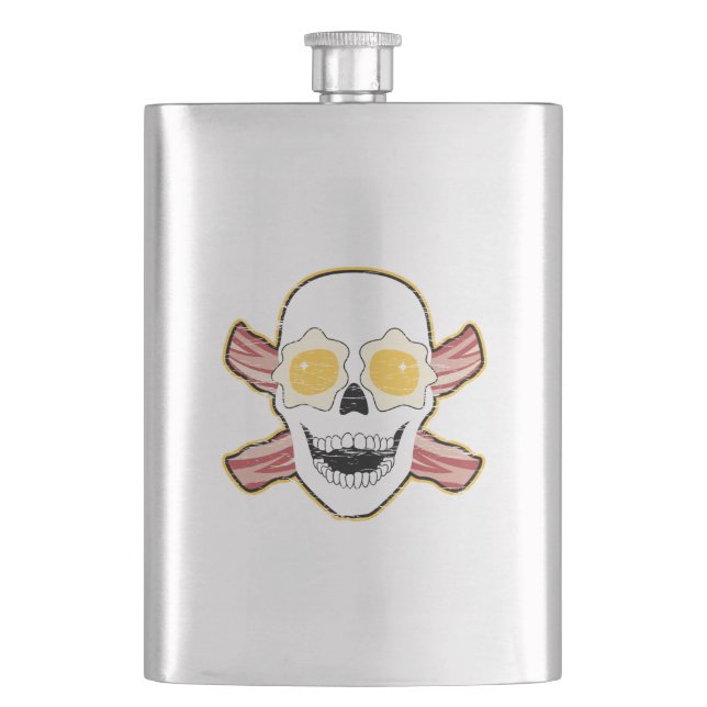 Bacon and Egg Skull Hip Flask (Front)