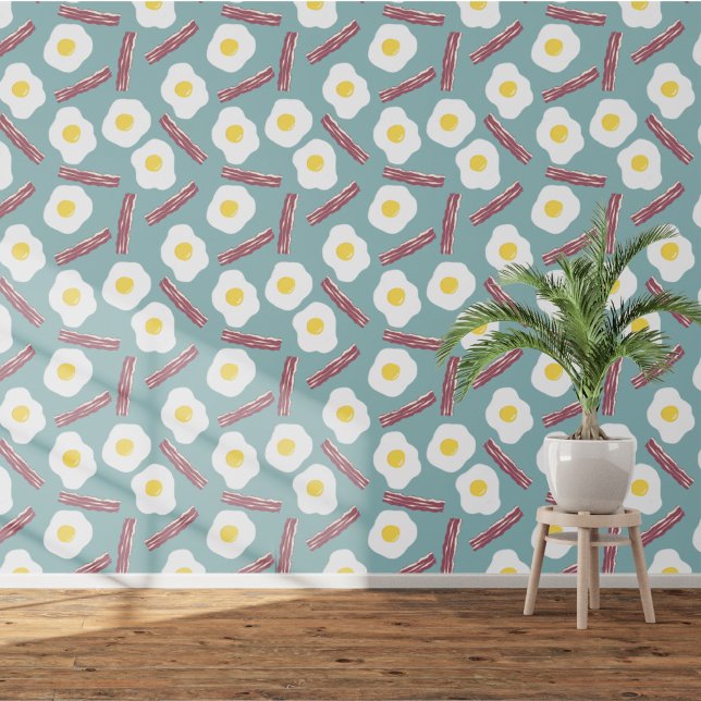 Bacon and Egg Wallpaper (Fun bacon and egg food themed wallpaper)