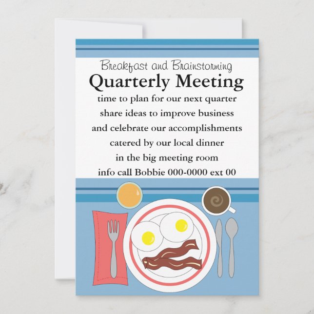 Bacon and Eggs all Business Invitation (Front)