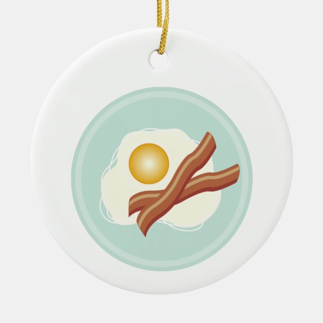Bacon And Eggs Ceramic Ornament (Front)