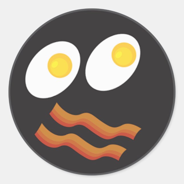 bacon and eggs face classic round sticker (Front)