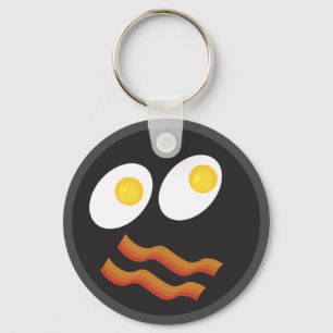 bacon and eggs face keychain