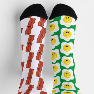 Bacon and Eggs Fun Mismatched Socks