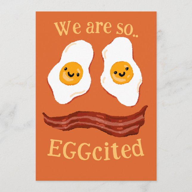 Bacon and eggs funny party invitation announcement (Devant)