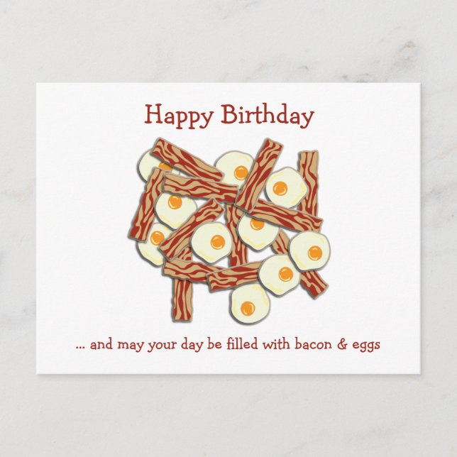 Bacon and Eggs Happy Birthday Postcard (Front)