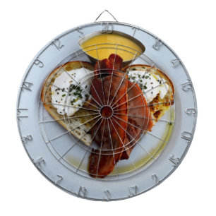Bacon And Eggs On Love Heart Bread, Dartboard