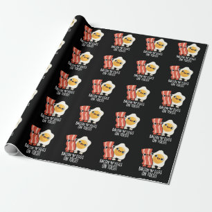 Bacon And Eggs On Toes Funny Toast Pun Dark BG Wrapping Paper