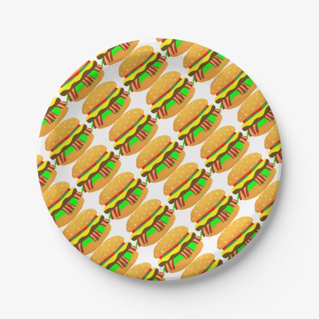 Bacon Cheeseburger Paper Plate (Front)