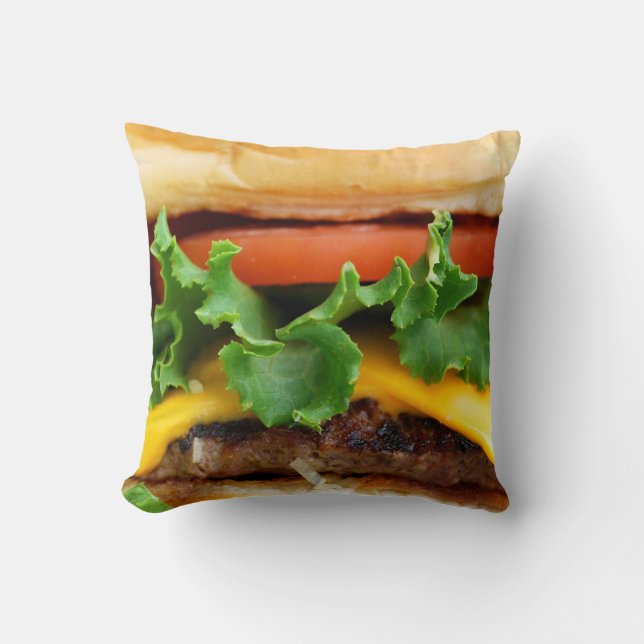 Bacon Cheeseburger Throw Pillow (Front)
