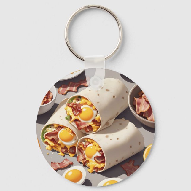 Bacon Egg Cheese Breakfast Wrap Keychain (Front)