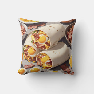 Bacon Egg Cheese Breakfast Wrap Throw Pillow