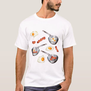 Bacon & Eggs Breakfast Food Pattern T-Shirt