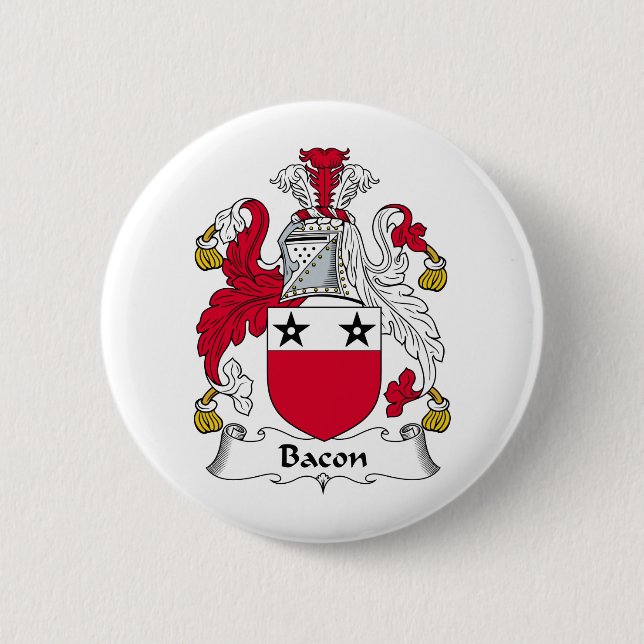 Bacon Family Crest 2 Inch Round Button (Front)