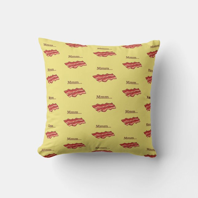 Bacon Funny Throw Pillow (Front)
