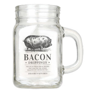 Bacon Grease Drippings   Customizable Kitchen Mason Jar