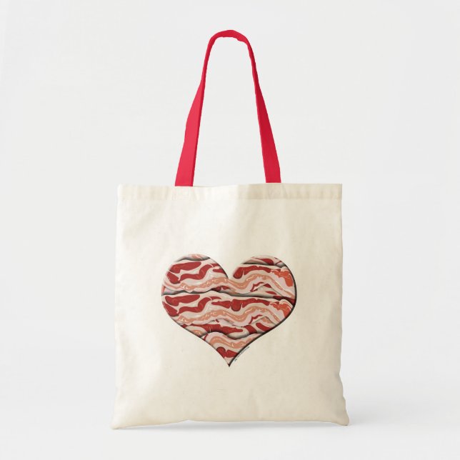Bacon Hearted Tote Bag (Front)