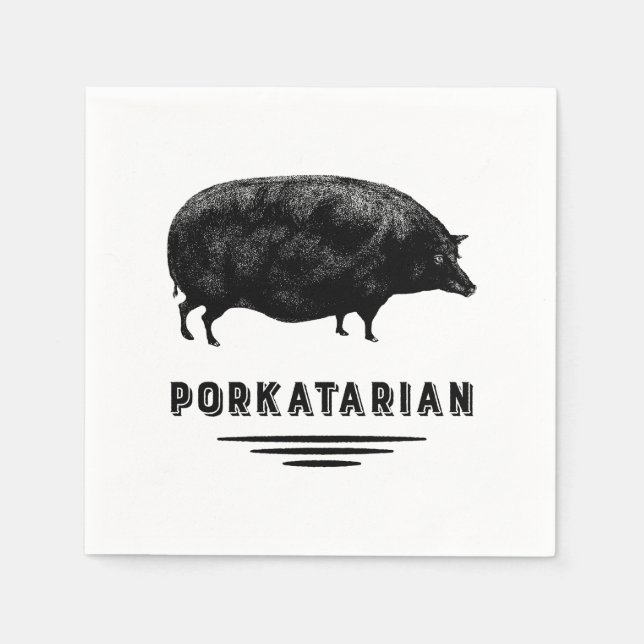 Bacon Lover - Porkatarian - Antique Pig Napkin (Front)