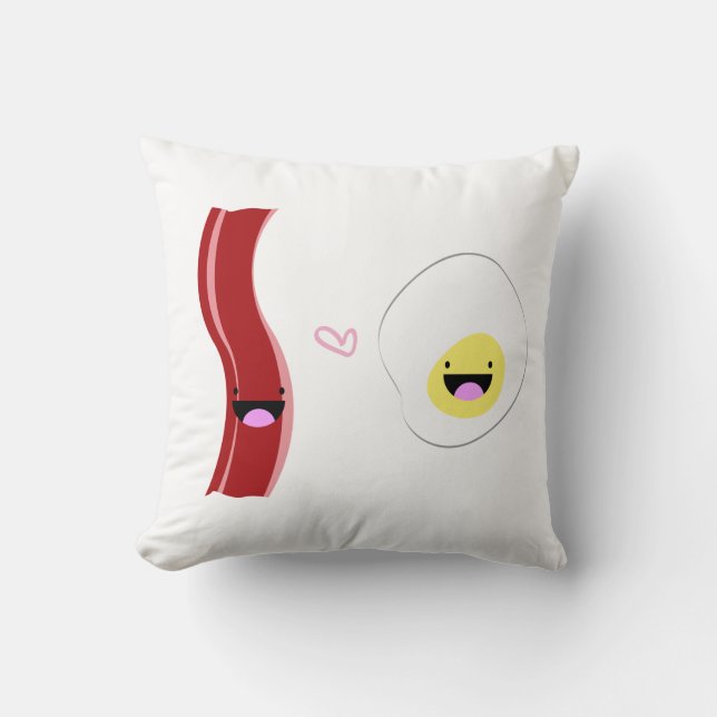 Bacon Loves Egg Throw Pillow (Front)